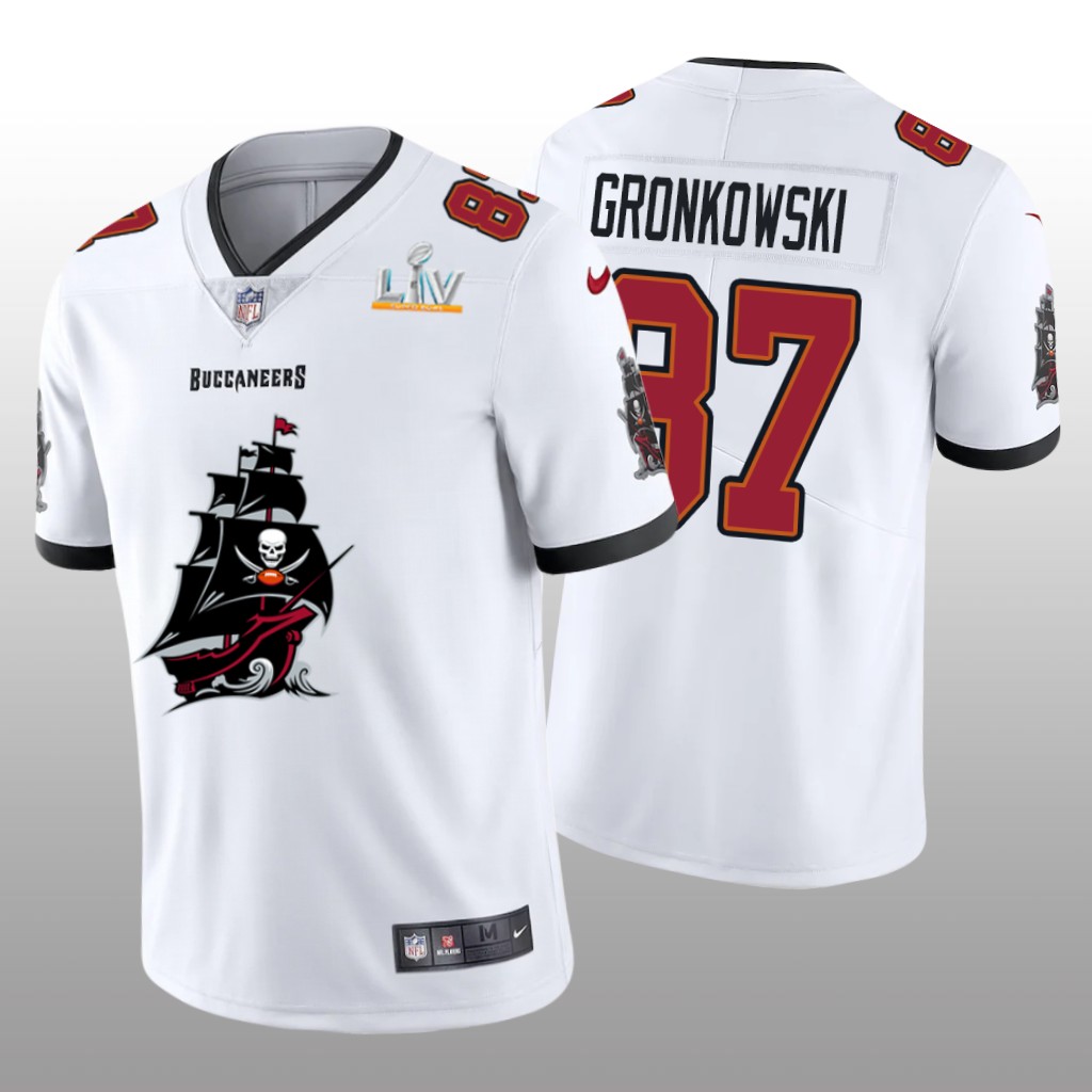 Tampa Bay Buccaneers Rob Gronkowski White Team Logo Super Bowl LV Champions - Men's