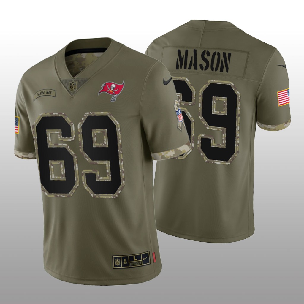 Tampa Bay Buccaneers Shaq Mason Olive Jersey 2022 Salute To Service - Men's