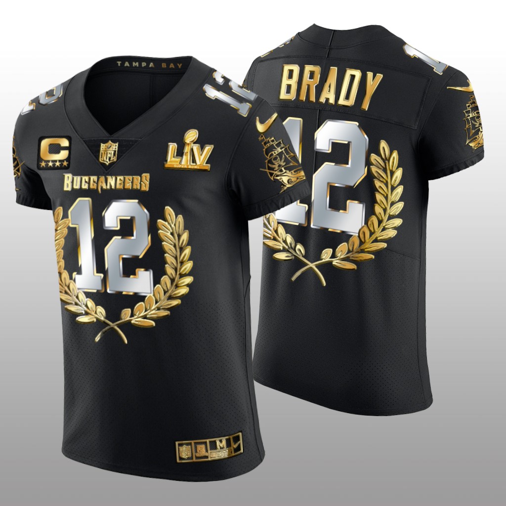 Tampa Bay Buccaneers Tom Brady Black Golden Edition Elite Jersey Super Bowl LV Champions MVP Men's