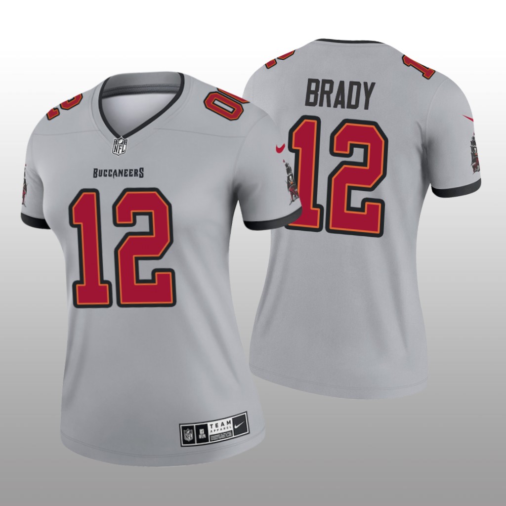 Tampa Bay Buccaneers Tom Brady Gray Jersey Inverted Legend - Women's