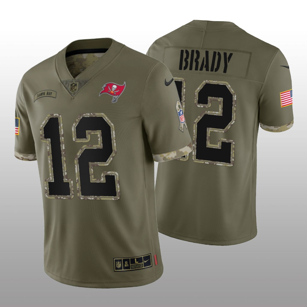 Tampa Bay Buccaneers Tom Brady Olive Jersey 2022 Salute To Service - Men's