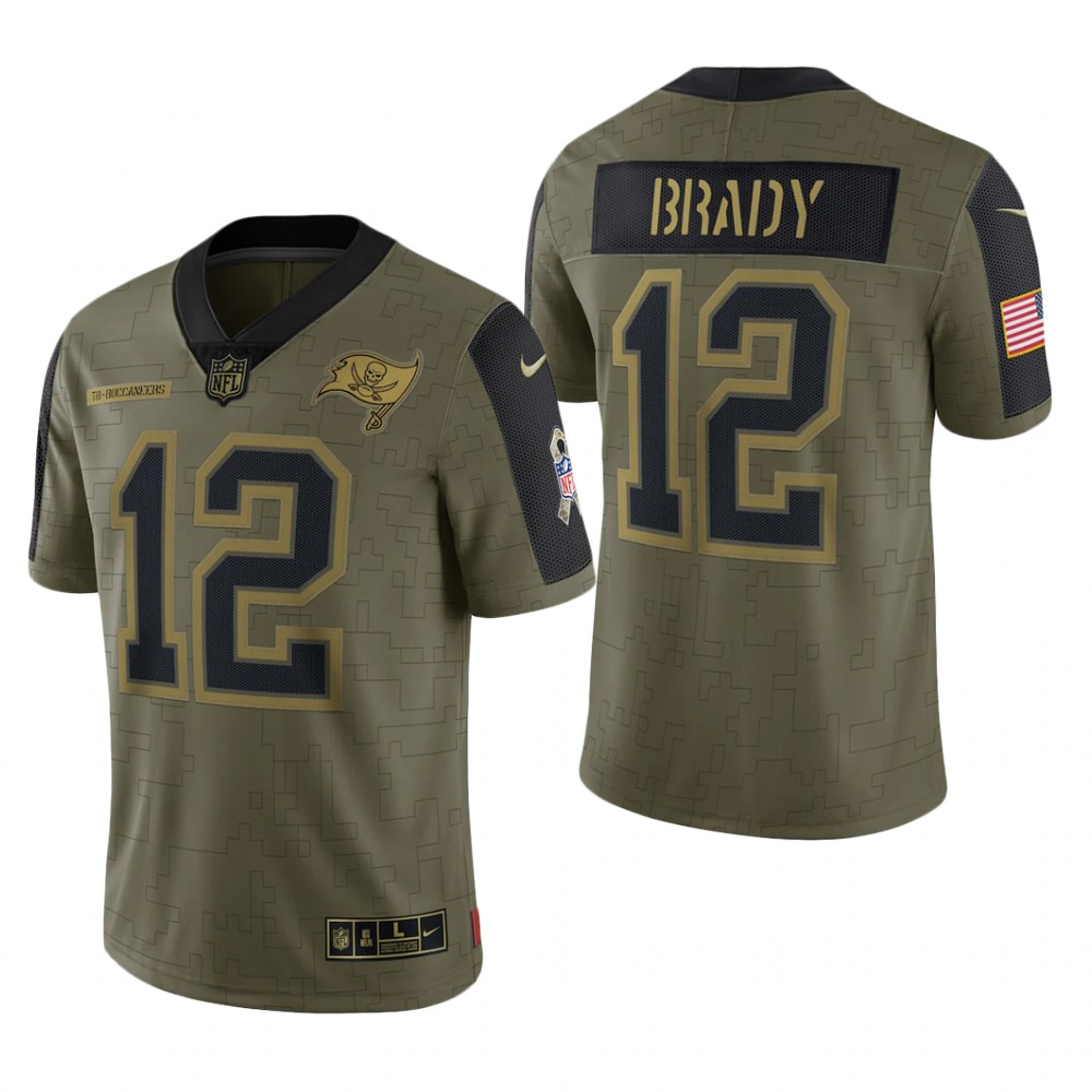 Tampa Bay Buccaneers Tom Brady Olive Limited Jersey 2021 Salute To Service - Men's