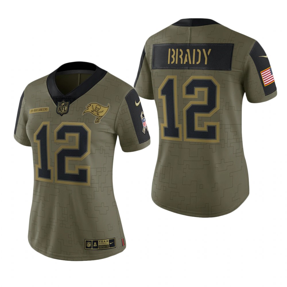 Tampa Bay Buccaneers Tom Brady Olive Limited Jersey 2021 Salute To Service - Women's