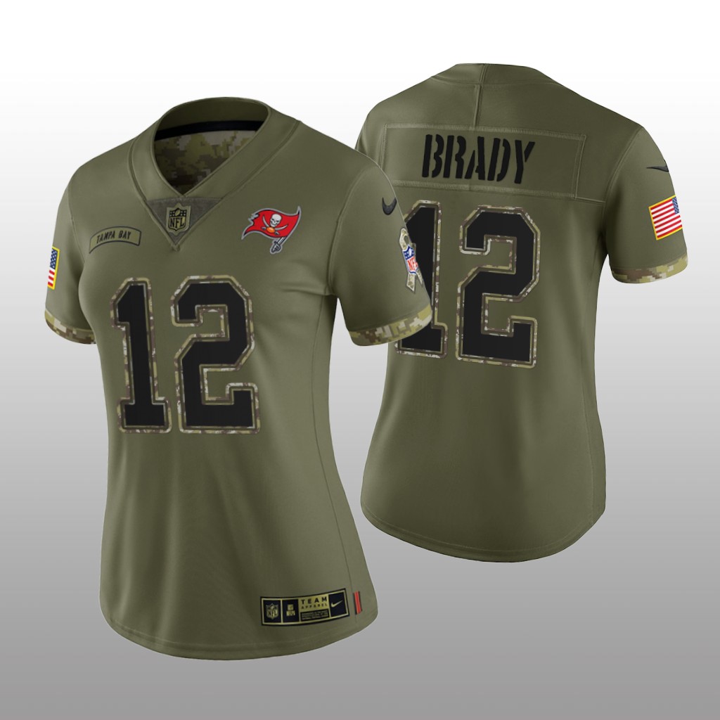 Tampa Bay Buccaneers Tom Brady Olive Limited Jersey 2022 Salute To Service - Women's