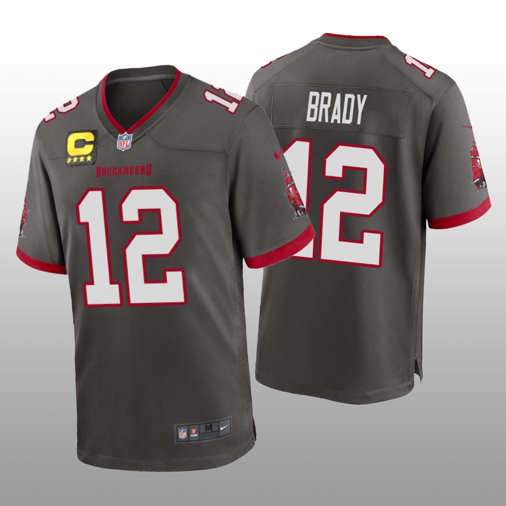 Tampa Bay Buccaneers Tom Brady Pewter Captain Patch Jersey Game - Men's