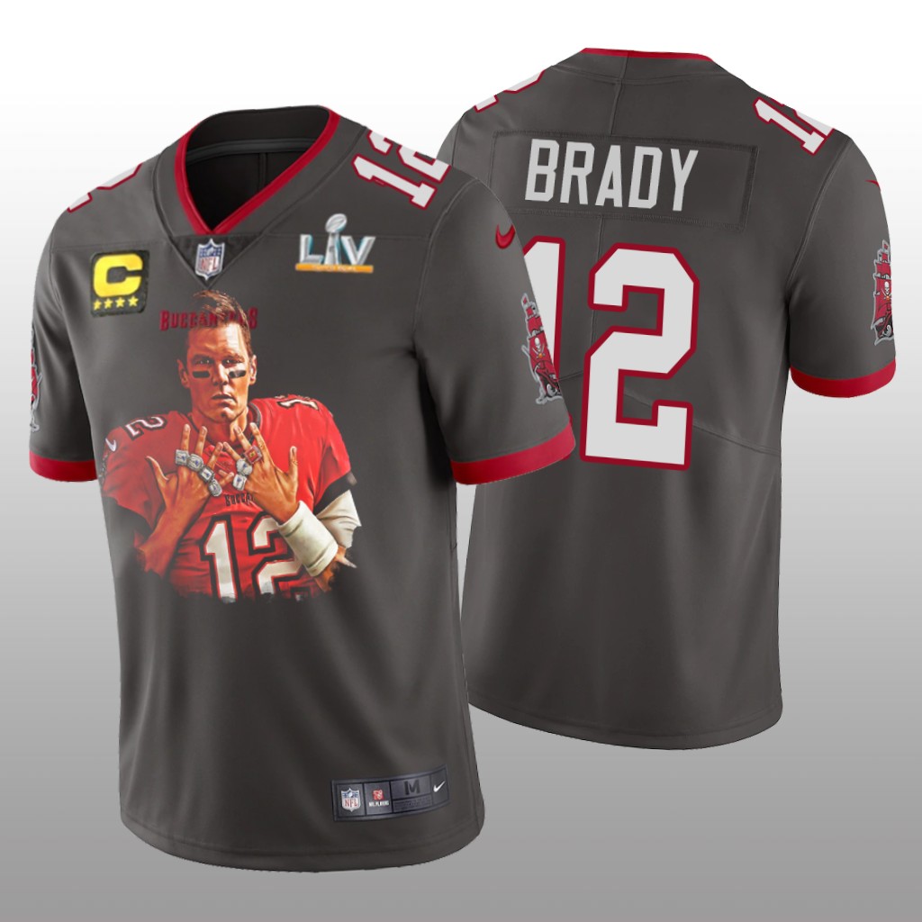 Tampa Bay Buccaneers Tom Brady Pewter Jersey Super Bowl LV Champions 7 Rings - Men's