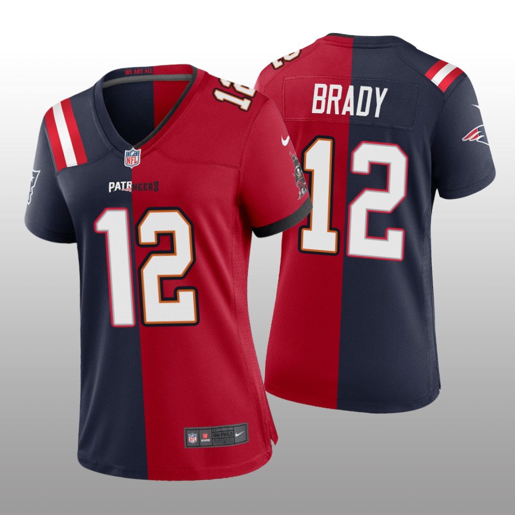 Tampa Bay Buccaneers Tom Brady Red Navy Jersey Split - Women's