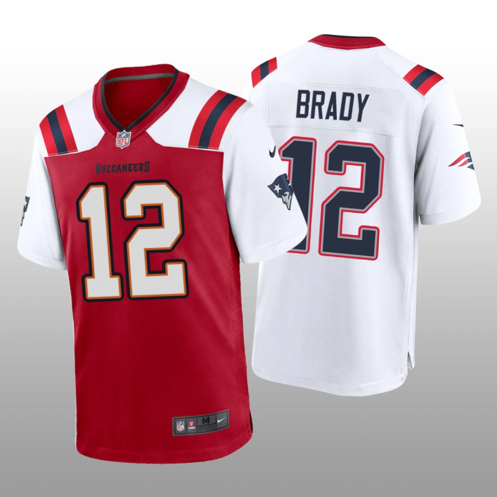 Tampa Bay Buccaneers Tom Brady Red White GOAT Split Game - Men's