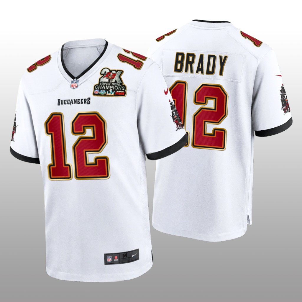Tampa Bay Buccaneers Tom Brady White Game 2X Super Bowl Champions Patch - Men's