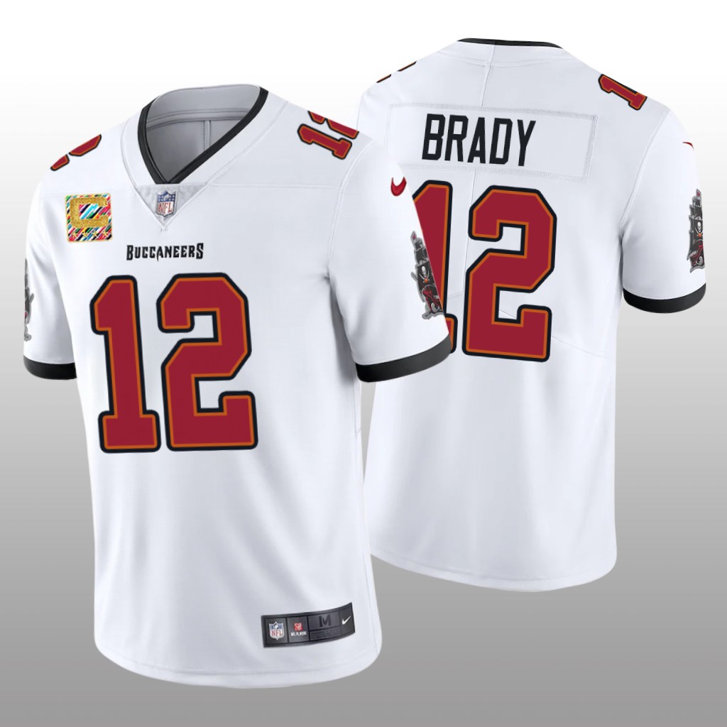 Tampa Bay Buccaneers Tom Brady White Jersey Crucial Catch Captain Patch Vapor Limited - Men's