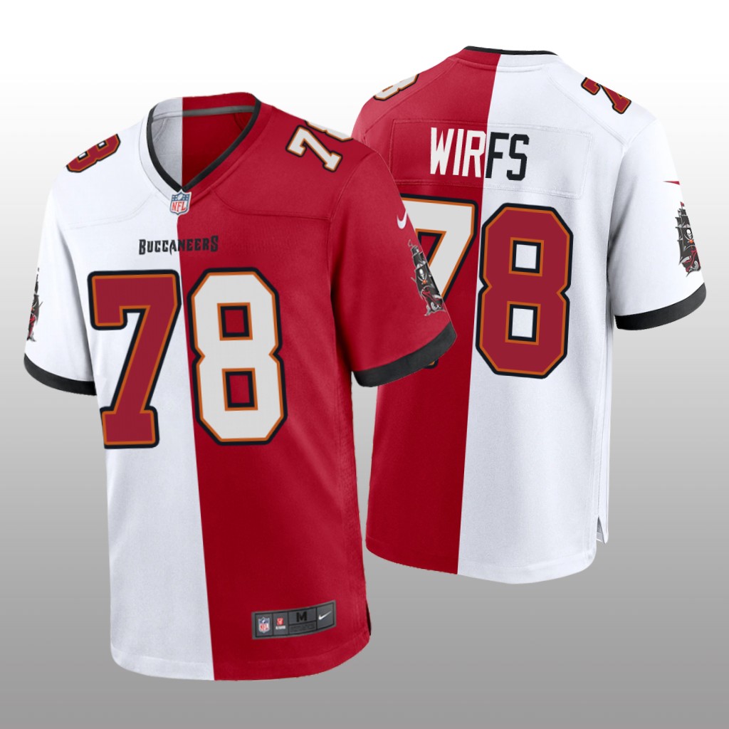 Tampa Bay Buccaneers Tristan Wirfs Red White Two Tone Jersey Split - Men's