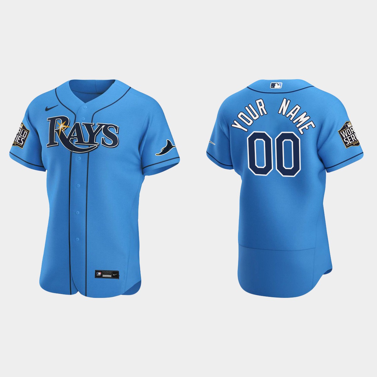 Tampa Bay Rays #00 Custom 2020 World Series Alternate Jersey - Light Blue
