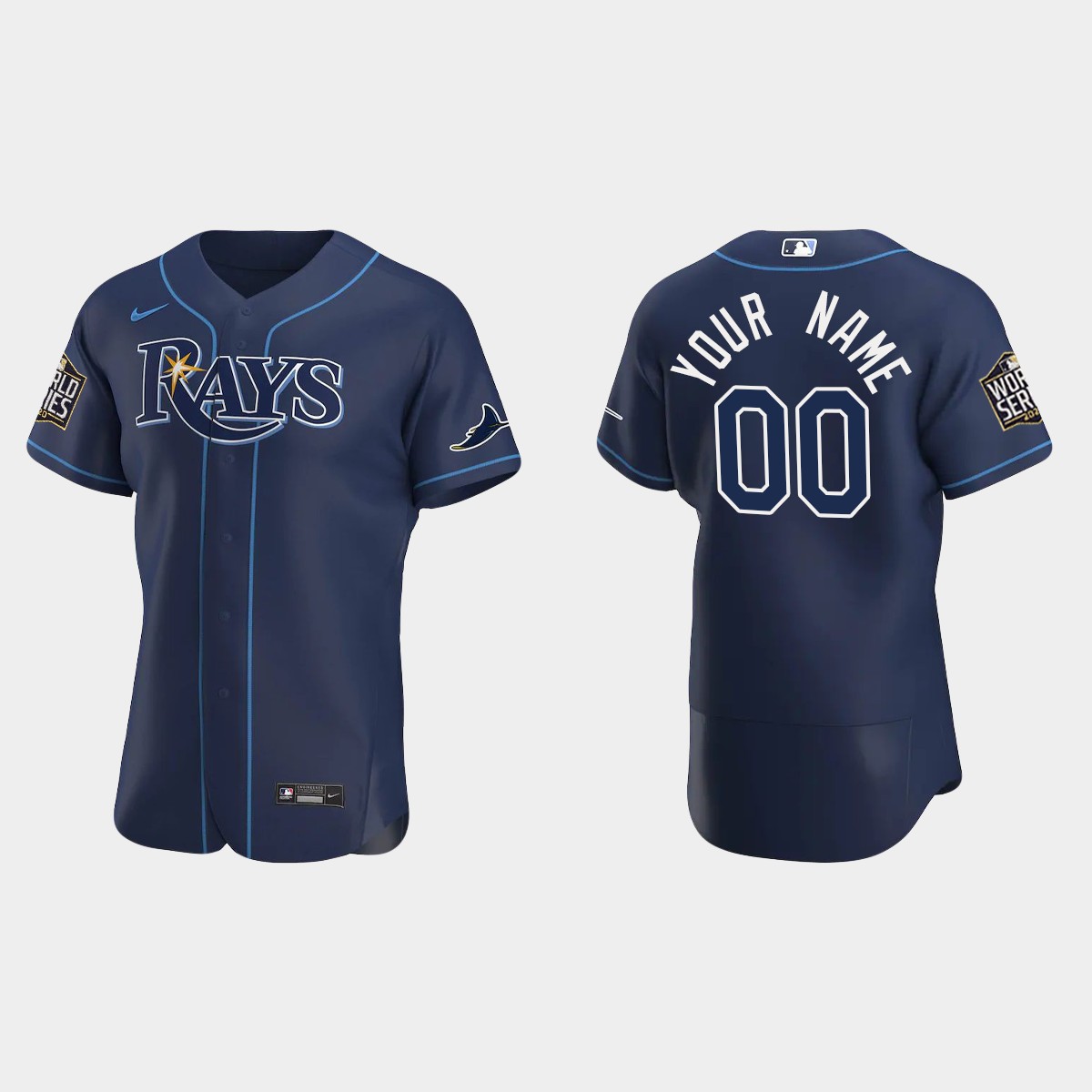 Tampa Bay Rays #00 Custom 2020 World Series Alternate Jersey - Navy