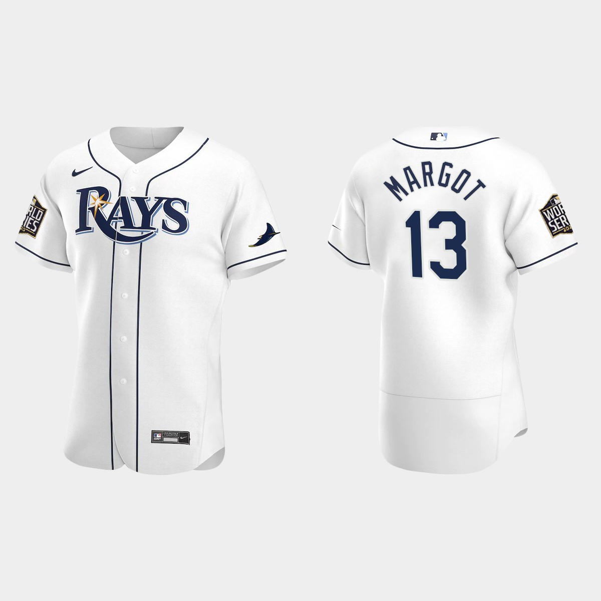 Tampa Bay Rays #13 Manuel Margot 2020 World Series Home Jersey - White