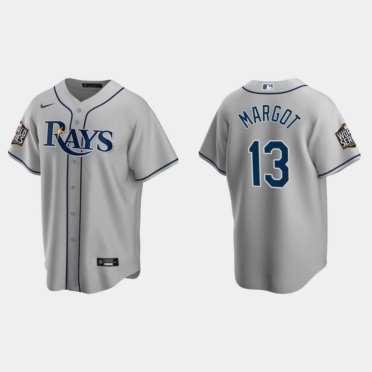 Tampa Bay Rays #13 Manuel Margot 2020 World Series Road Jersey - Gray