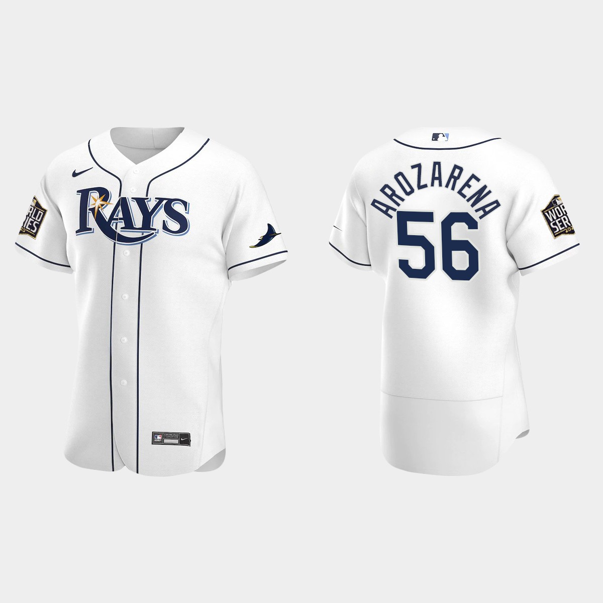 Tampa Bay Rays #56 Randy Arozarena 2020 World Series Home Jersey - White