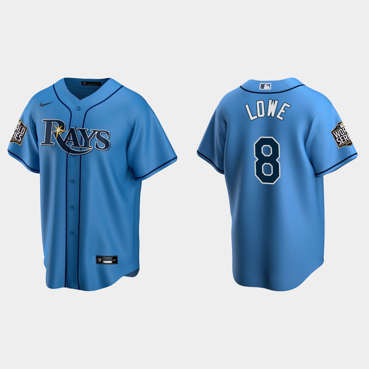 Tampa Bay Rays #8 Brandon Lowe 2020 World Series Alternate Jersey - Light Blue