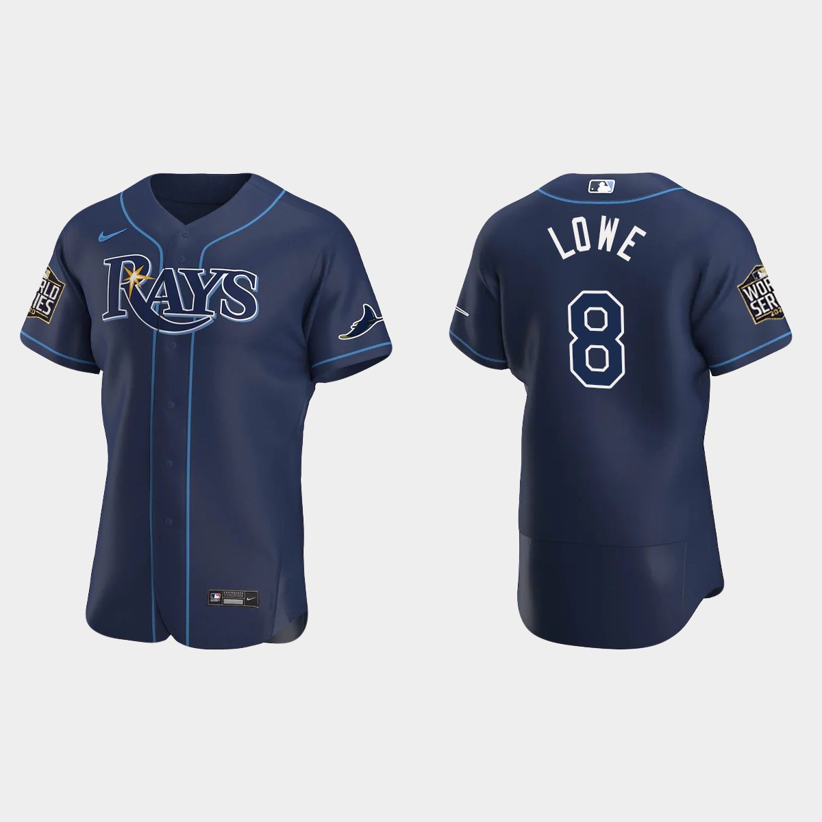Tampa Bay Rays #8 Brandon Lowe 2020 World Series Alternate Jersey - Navy