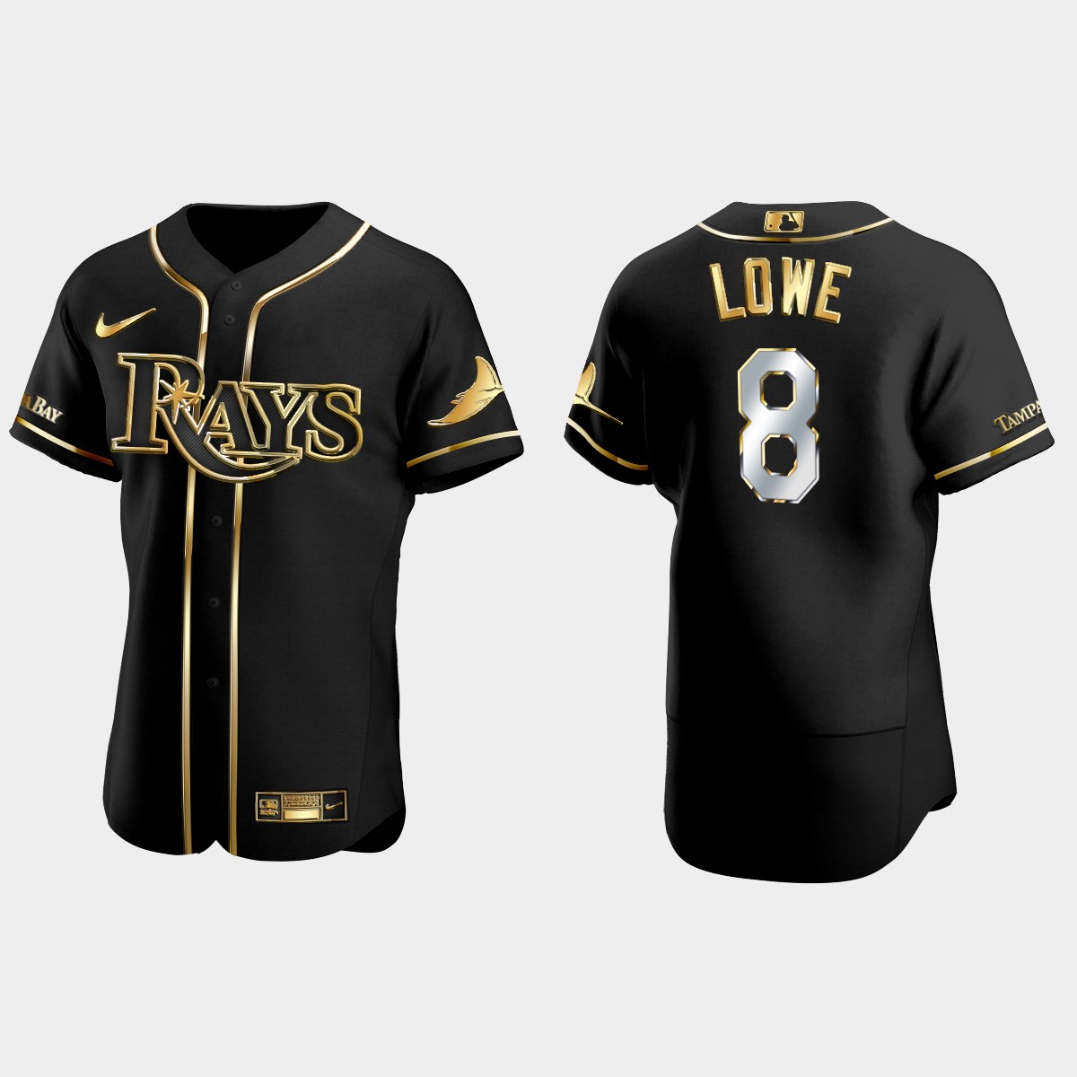 Tampa Bay Rays #8 Brandon Lowe Gold Edition Jersey - Black