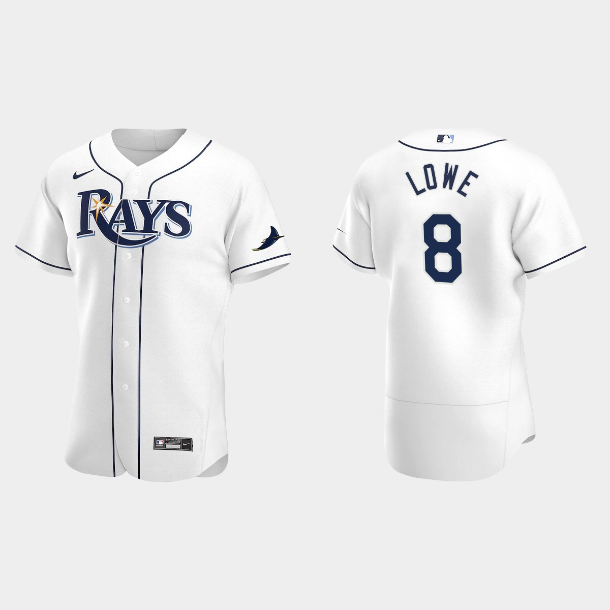 Tampa Bay Rays Brandon Lowe #8 White 2020 Home Jersey