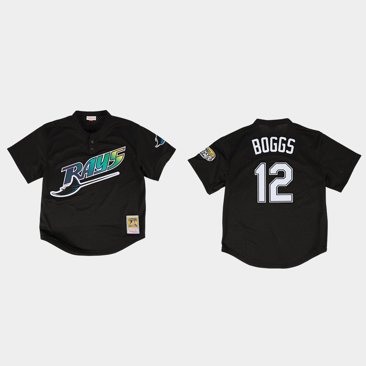 Tampa Bay Rays Wade Boggs #12 Black 1998 BP Mesh Jersey