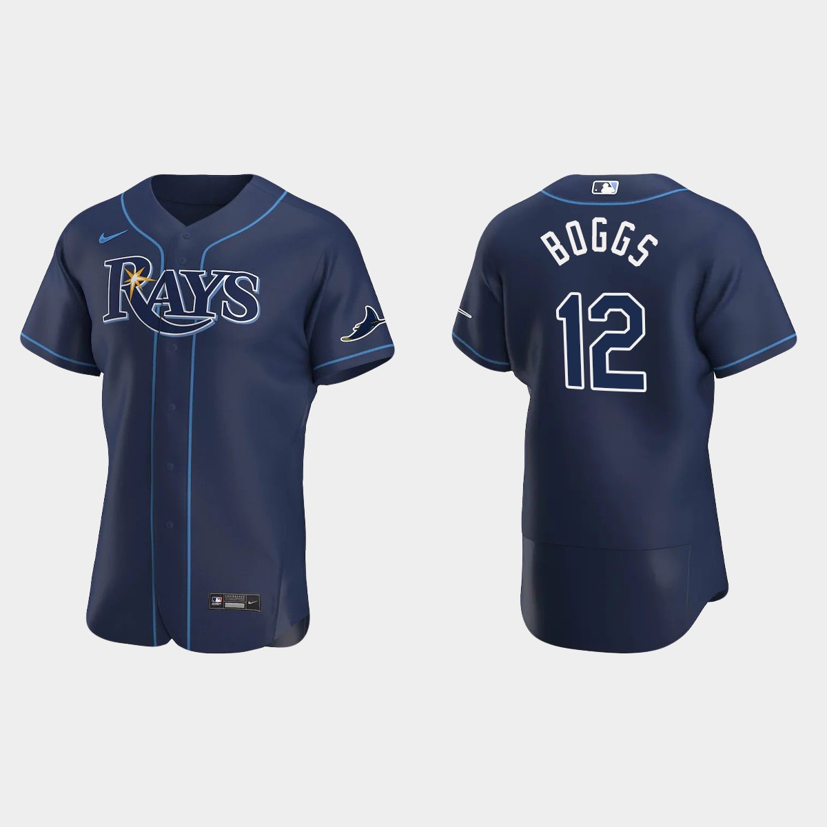 Tampa Bay Rays Wade Boggs #12 Navy 2020 Alternate Jersey