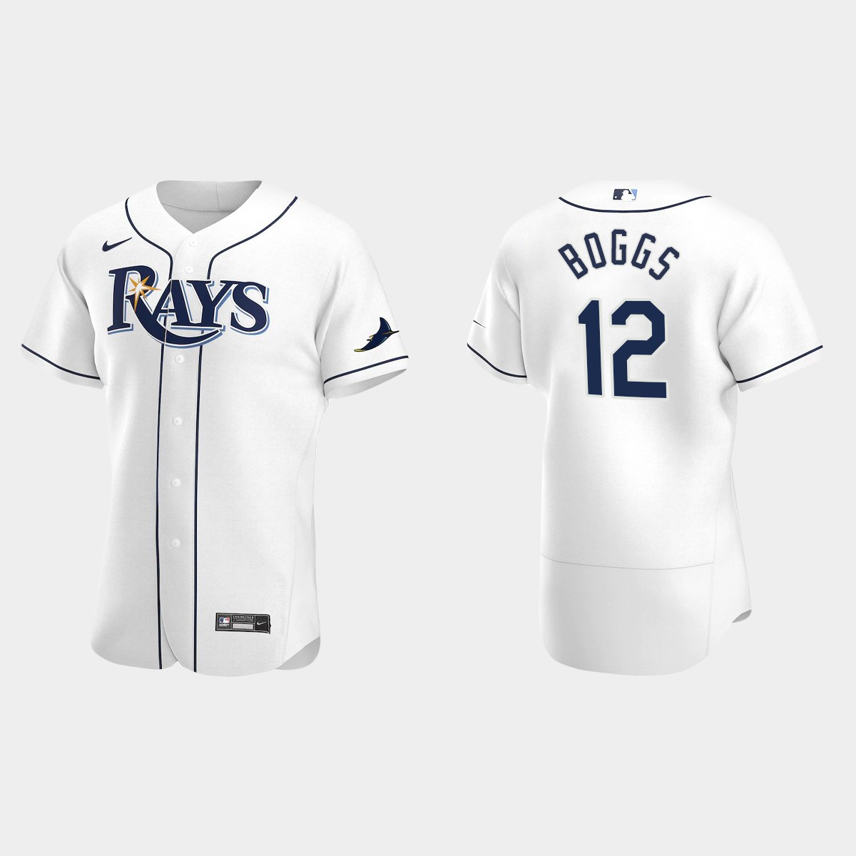 Tampa Bay Rays Wade Boggs #12 White 2020 Home Jersey