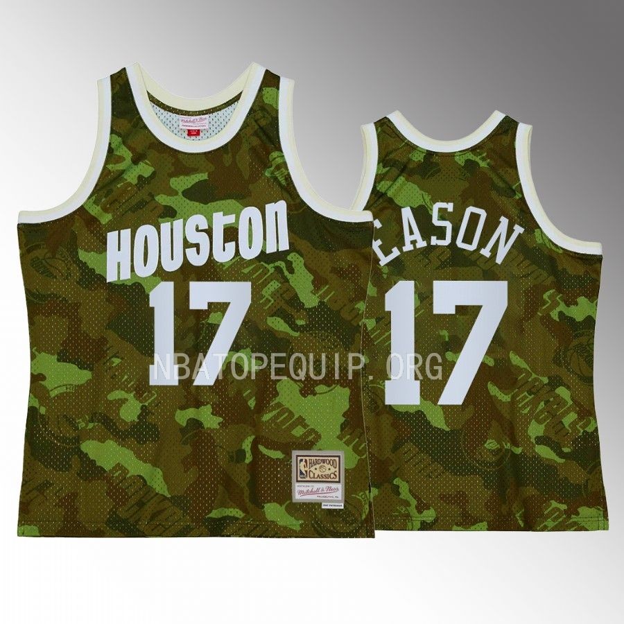 Tari Eason #17 Houston Rockets Ghost Camo Green Hardwood Classics Jersey