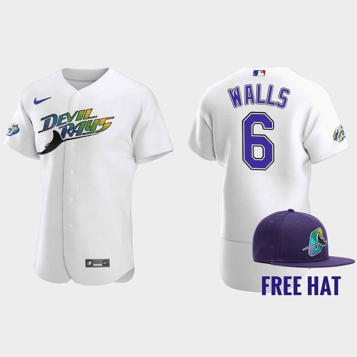 Taylor Walls Tampa Bay Rays 25th Anniversary Jersey - White
