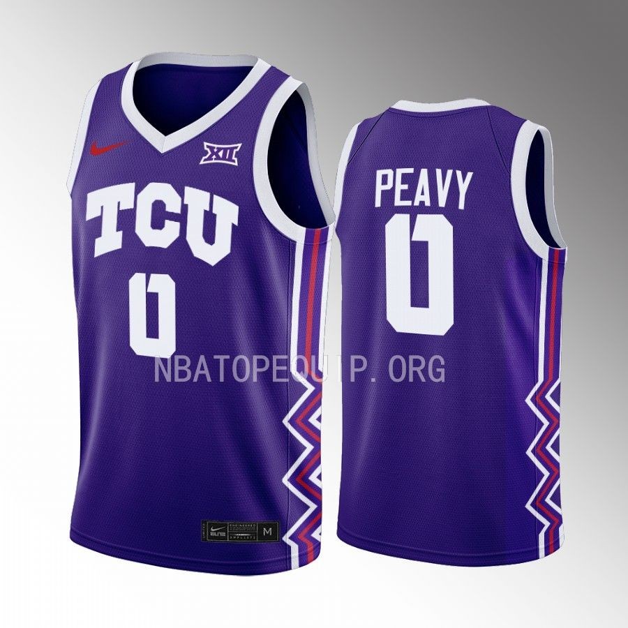 TCU Horned Frogs Micah Peavy Jersey 2022-23 Away  Purple Uniform