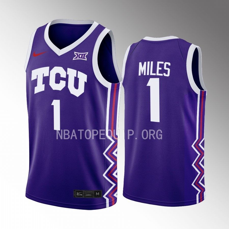 TCU Horned Frogs Mike Miles Jersey 2022-23 Away  Purple Uniform