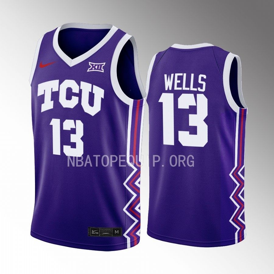 TCU Horned Frogs Shahada Wells Jersey 2022-23 Away  Purple Uniform