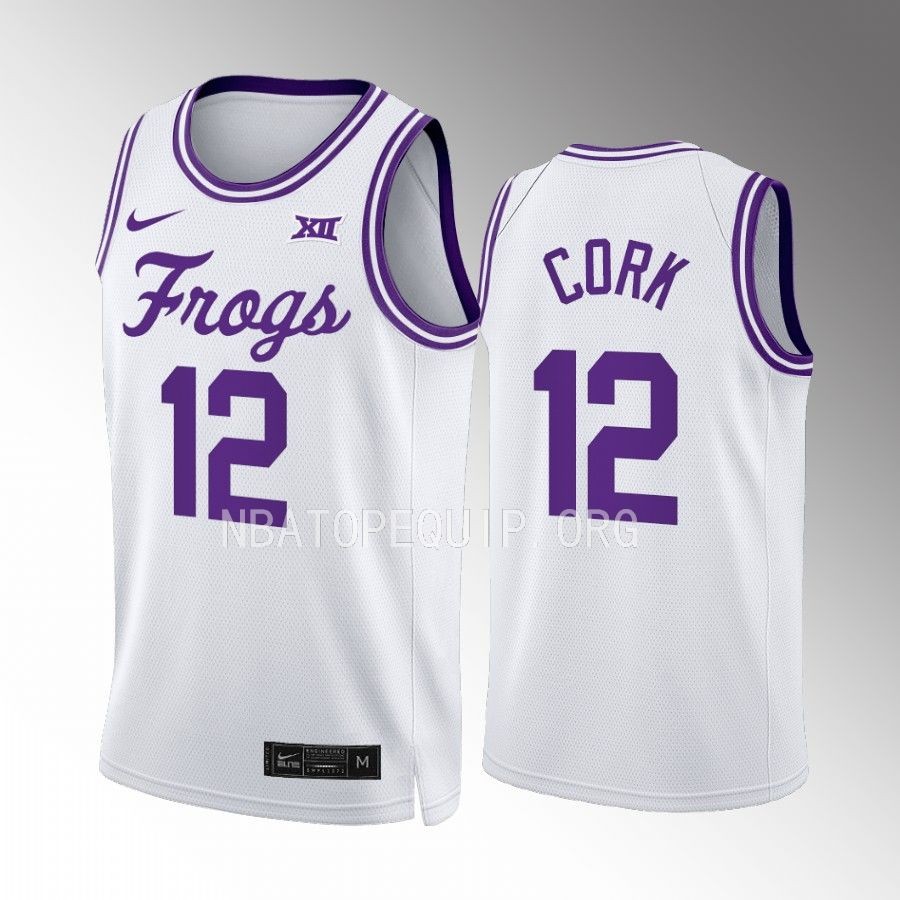 TCU Horned Frogs Xavier Cork Jersey 2022-23 Classic  White Uniform