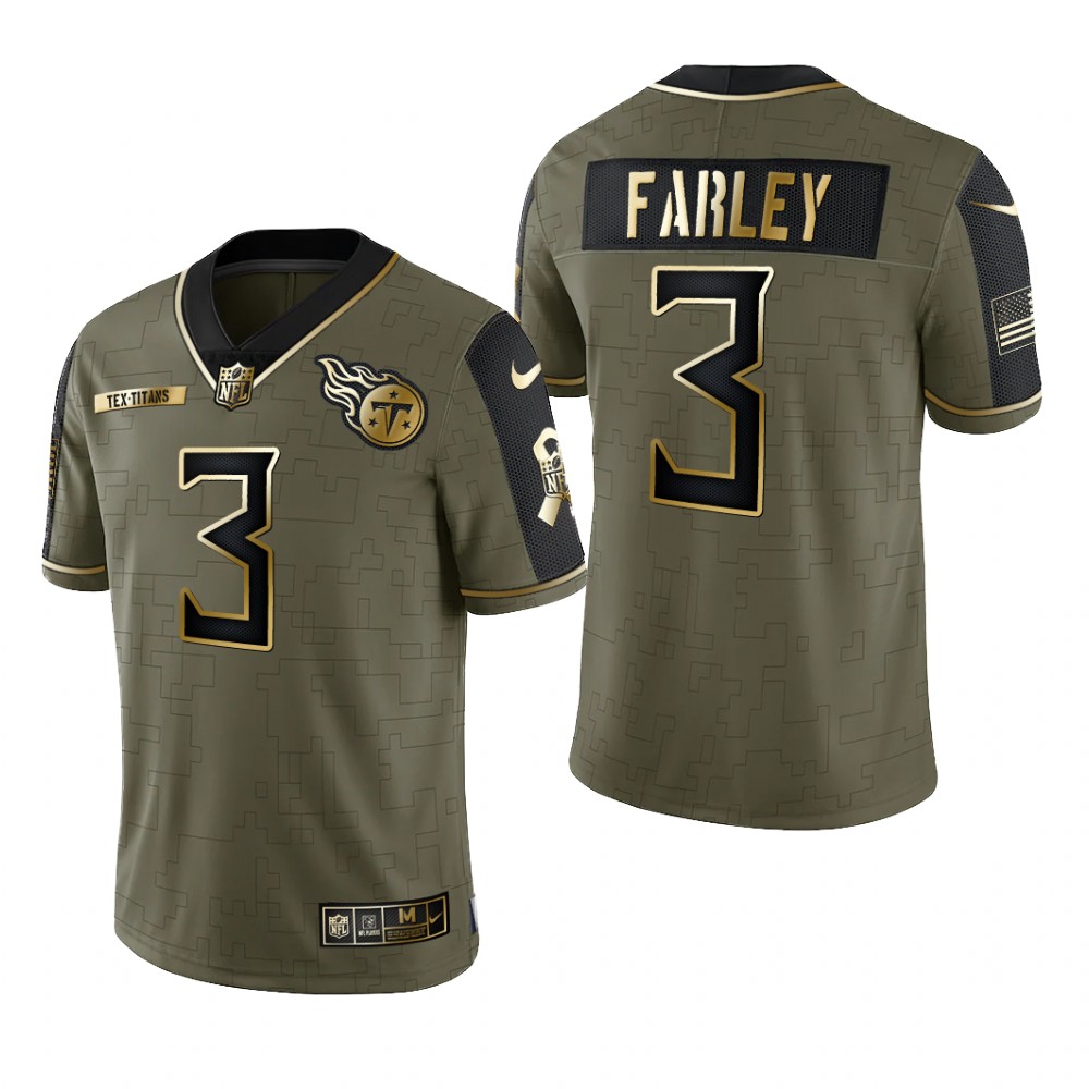 Tennessee Titans Caleb Farley Olive Gold Limited Jersey 2021 Salute To Service - Men's