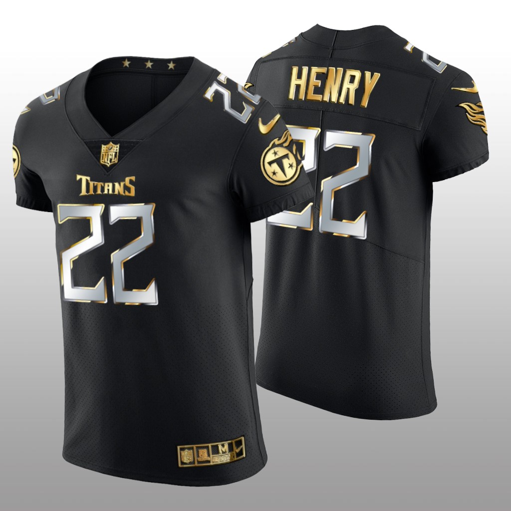 Tennessee Titans Derrick Henry Black Vapor Elite Jersey Golden Edition Men's