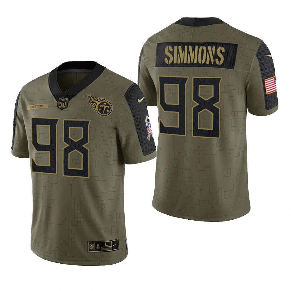 Tennessee Titans Jeffery Simmons Olive Limited Jersey 2021 Salute To Service - Men's