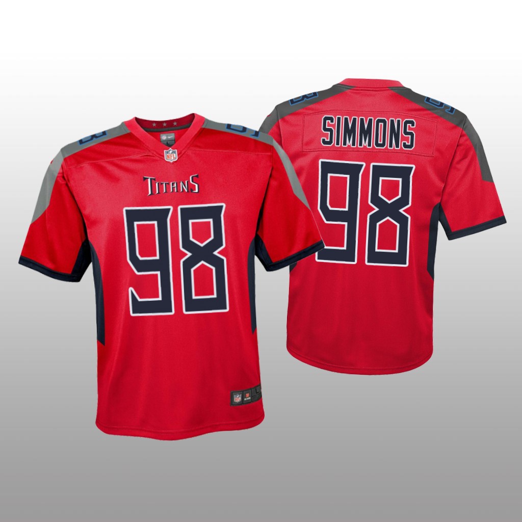 Tennessee Titans Jeffery Simmons Red Jersey Inverted Game - Youth
