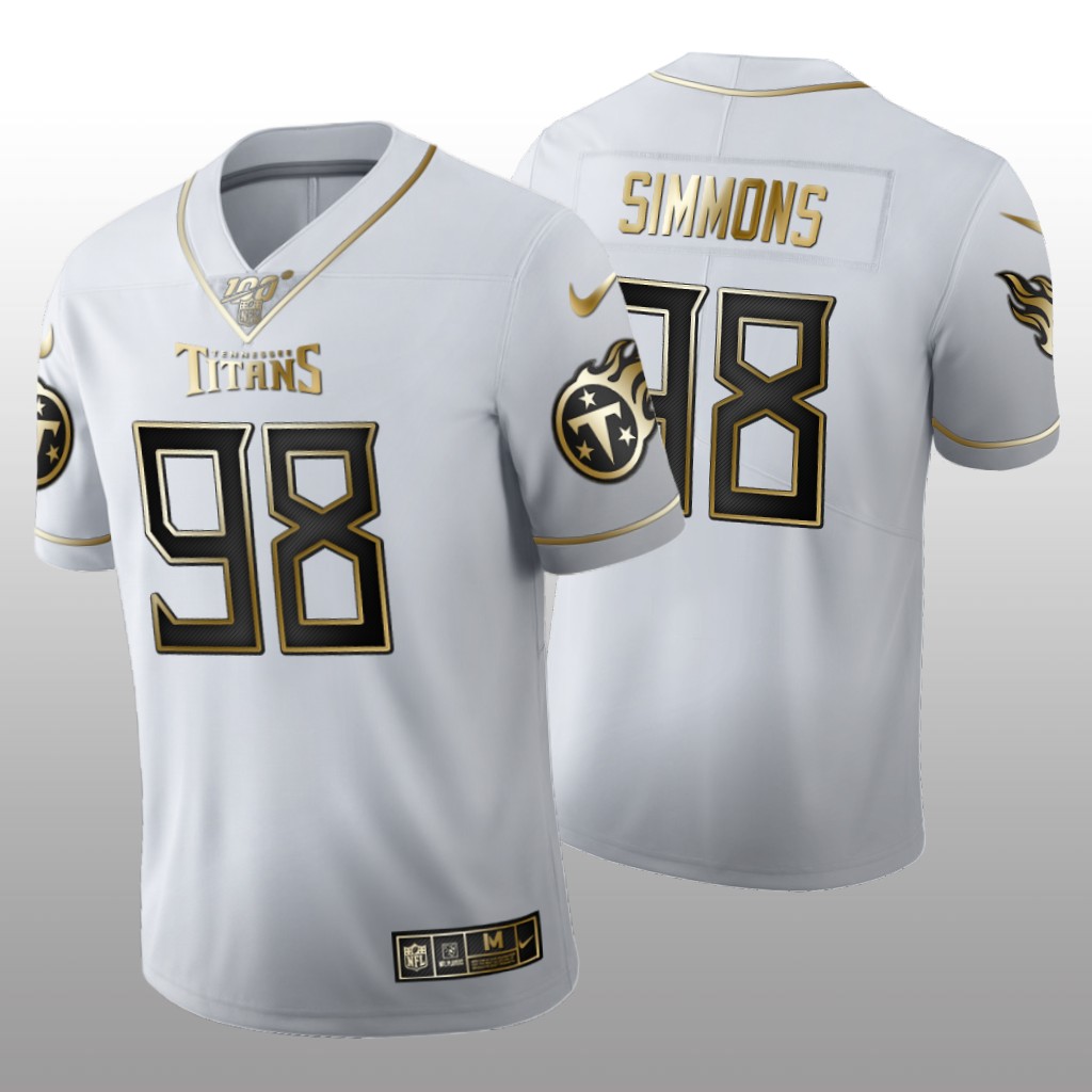 Tennessee Titans Jeffery Simmons White Golden Edition Jersey 100th Season Men's