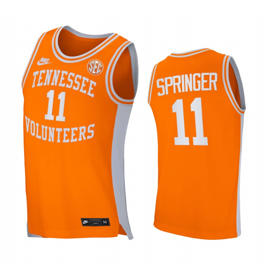 Tennessee Volunteers Jaden Springer Jersey 2021 Retro Orange College
