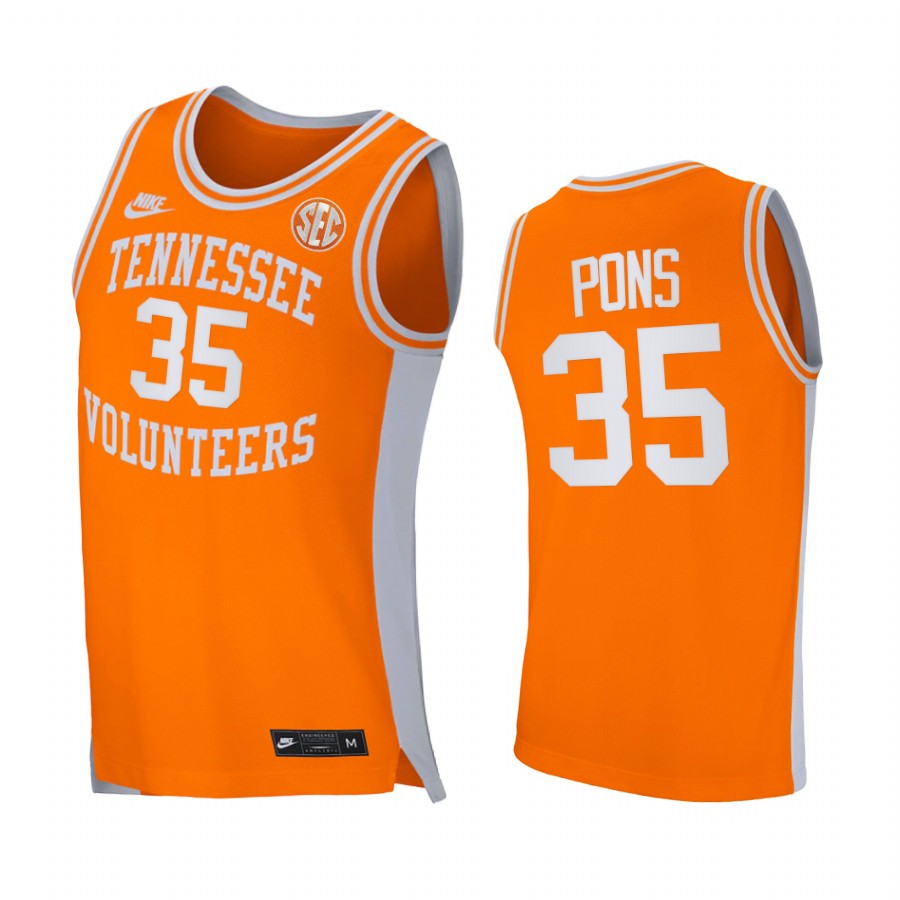 Tennessee Volunteers Yves Pons Jersey 2021 Retro Orange College