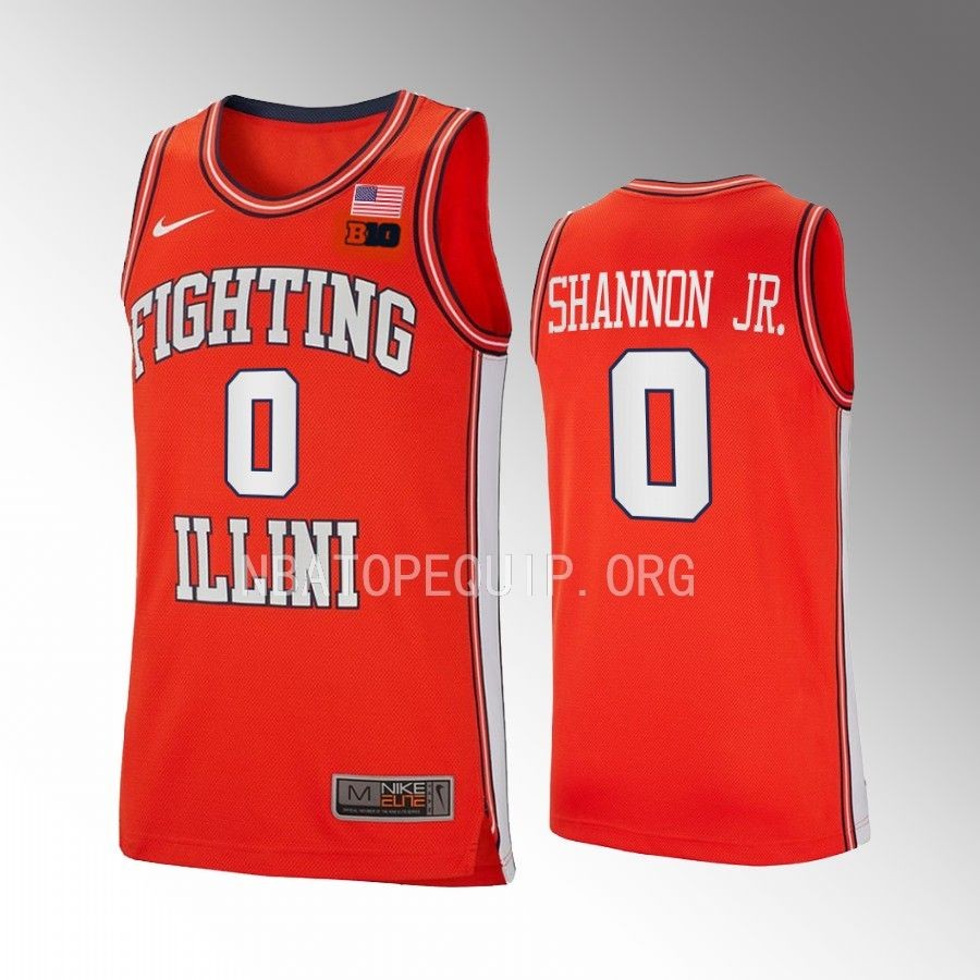 Terrence Shannon Jr. Illinois Fighting Illini Orange Jersey 2022-23 Retro