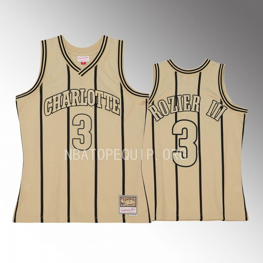 Terry Rozier III Charlotte Hornets Khaki Black Hardwood Classics Swingman #3 Jersey