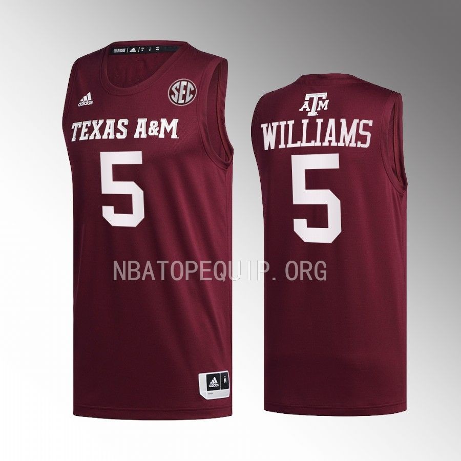 Texas AM Aggies Jordan Williams Jersey 2022-23 College  Maroon Uniform