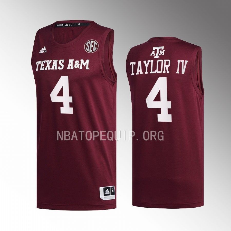 Texas AM Aggies Wade Taylor IV Jersey 2022-23 College  Maroon Uniform