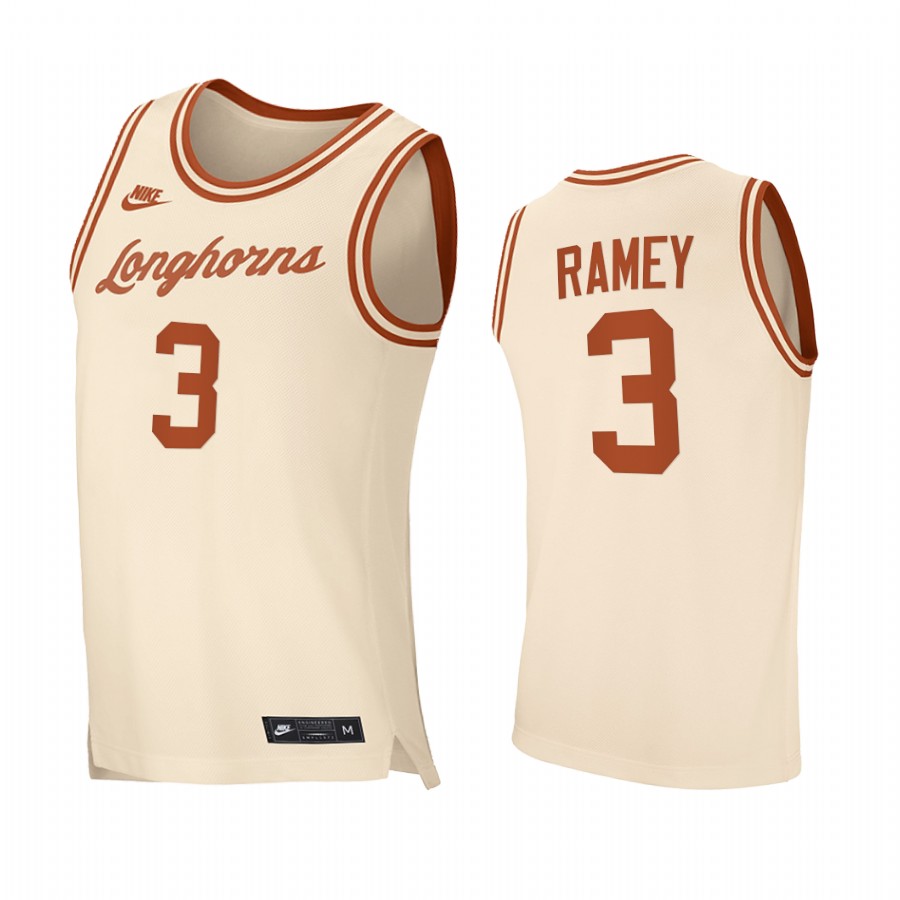 Texas Longhorns Courtney Ramey Cream Retro 2020-21  Jersey