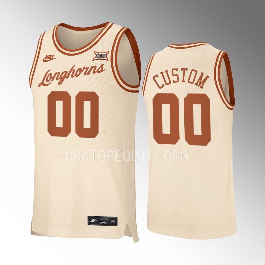 Texas Longhorns Custom Jersey 2022-23 Retro  Cream  Uniform