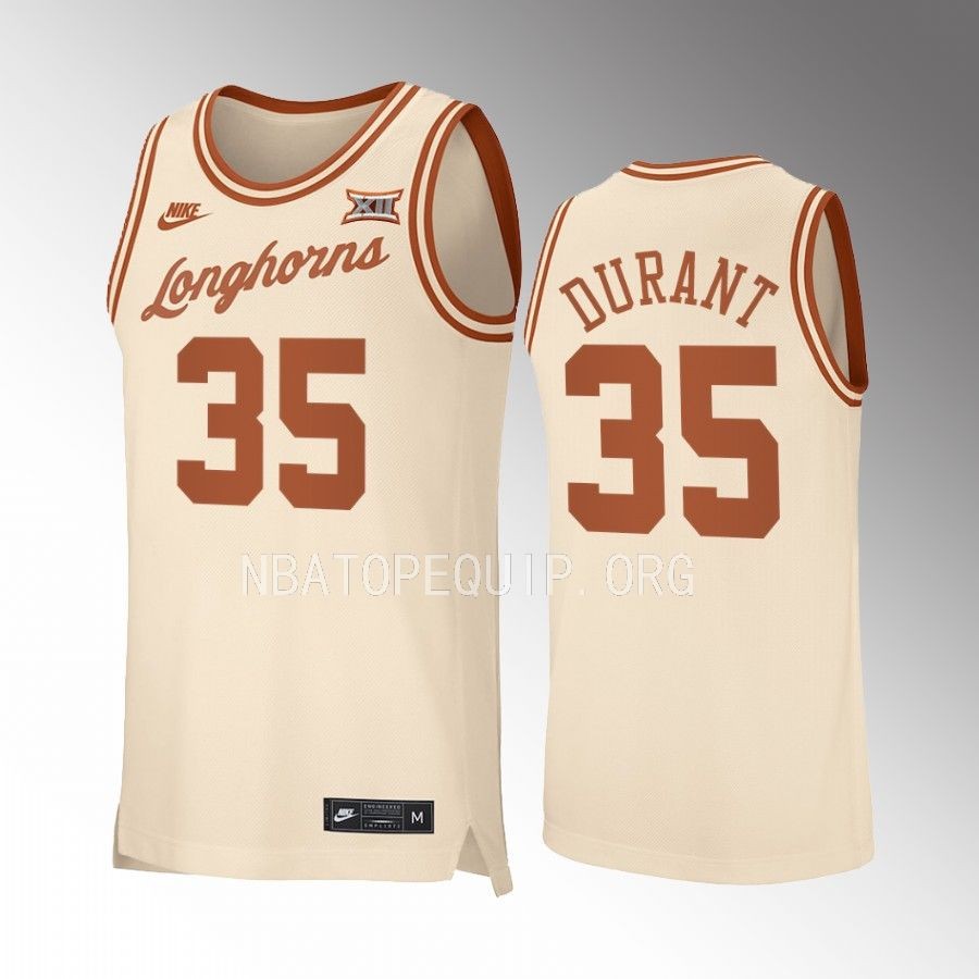 Texas Longhorns Kevin Durant Jersey Retro  Cream Alumni Uniform
