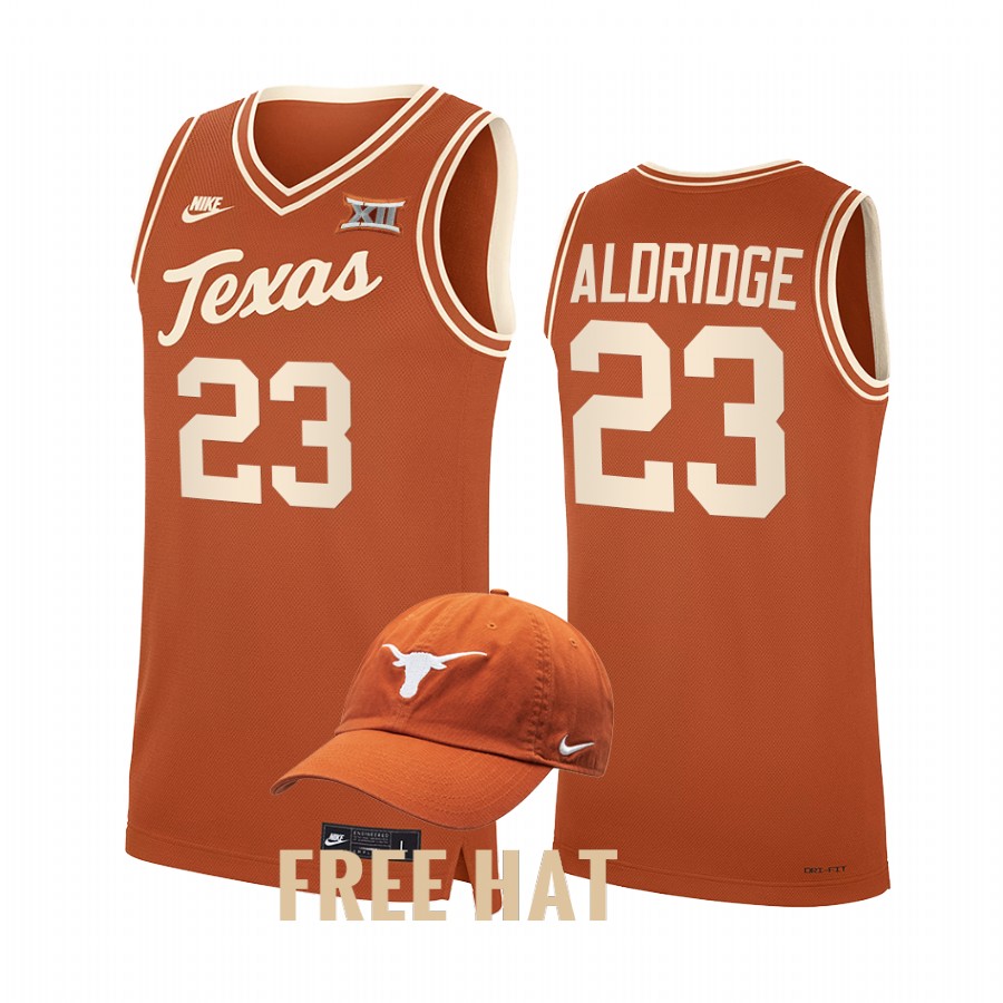 Texas Longhorns LaMarcus Aldridge Jersey Throwback Orange NBA Alumni Uniform