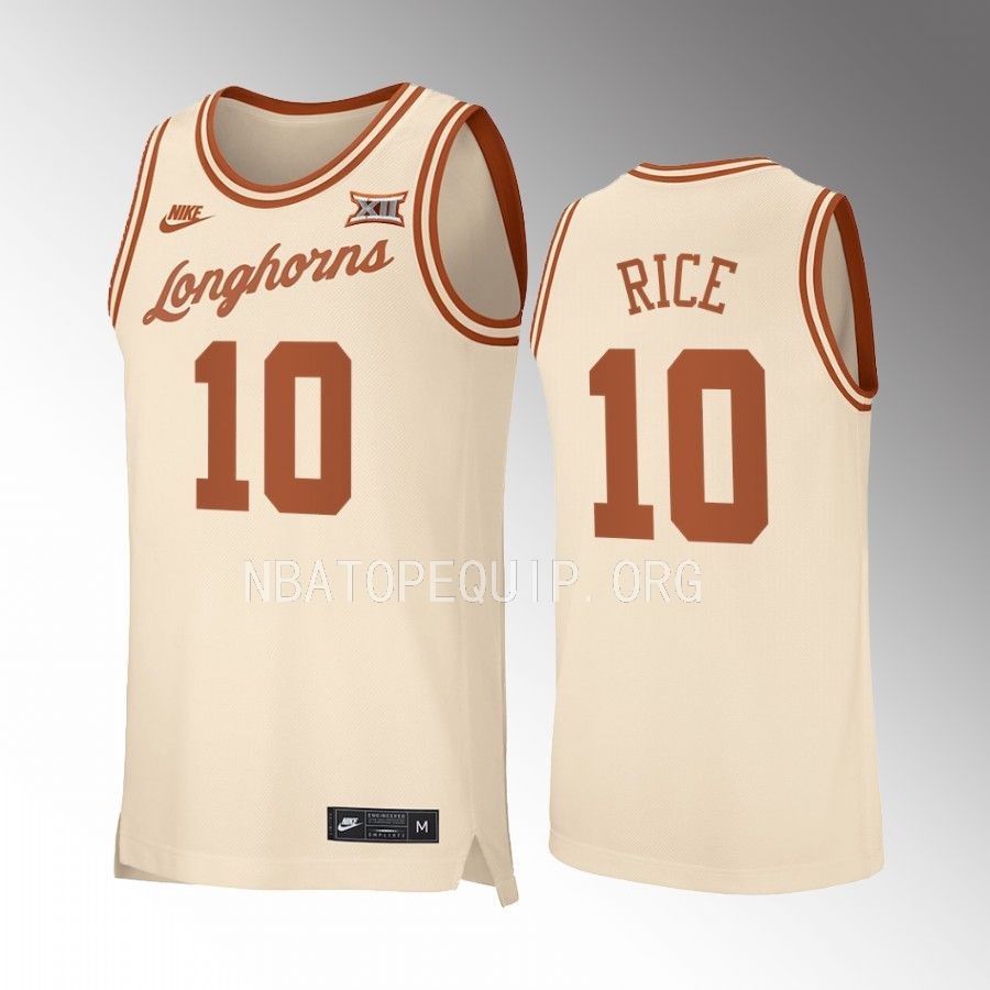 Texas Longhorns Sir’Jabari Rice Jersey 2022-23 Retro  Cream  Uniform