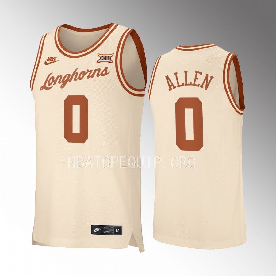 Texas Longhorns Timmy Allen Jersey 2022-23 Retro  Cream  Uniform